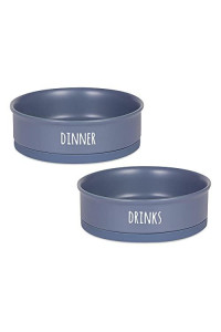 Bone Dry Ceramic Pet Collection Dinner, Drinks & Dessert Set, Large, 7.5x2 Count.4, French Blue, 2 Count
