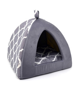 Pet Tent-Soft Bed for Dog and Cat by Best Pet Supplies - Gray Lattice, 16" x 16" x H:14"