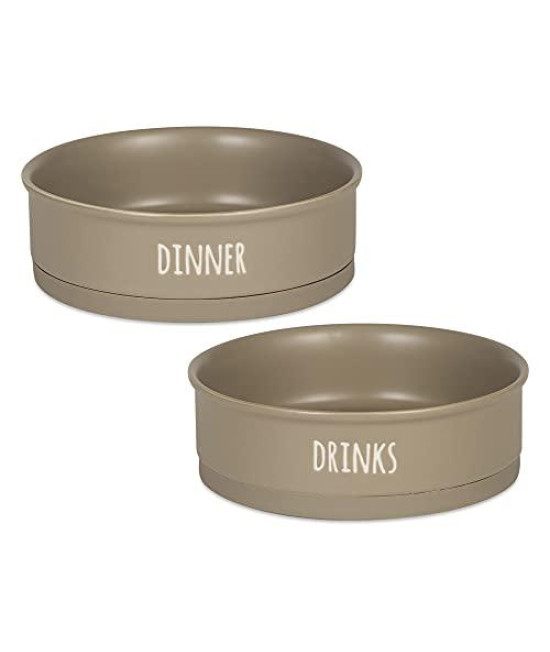 Bone Dry Ceramic Pet Collection Dinner, Drinks & Dessert Set, Large, 7.5x2 Count.4, Stone, 2 Count, Large, 7.5x2.4