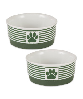 Bone Dry Paw & Patch Ceramic Pet Collection, Small Set, 4.25x2, Hunter Green, 2 Piece,5742