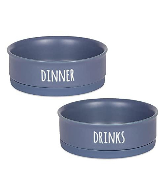 Bone Dry Ceramic Pet Collection Dinner, Drinks & Dessert Set, Medium, 6x2 Count, French Blue, 2 Count