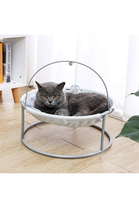 MROUED Cat Bed Soft Plush Cat Hammock Detachable Pet Bed with Dangling Ball for Cats, Small Dogs (Grey)