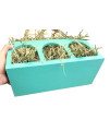 Piggies Choice Hay Feeder Closed Bottom Natural Pine Wood Arch Guinea Pig Hay Rack with Option to Attach to Cage (Teal with Bottom)