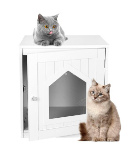 Epetlover Cat Litter Box Enclosure, Litter Box Furniture Hidden, Indoor Cat Toilet House for Large Pet Cat, Sturdy Wooden Kitty Washroom with Vent Holes, White