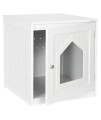 Epetlover Cat Litter Box Enclosure, Litter Box Furniture Hidden, Indoor Cat Toilet House for Large Pet Cat, Sturdy Wooden Kitty Washroom with Vent Holes, White