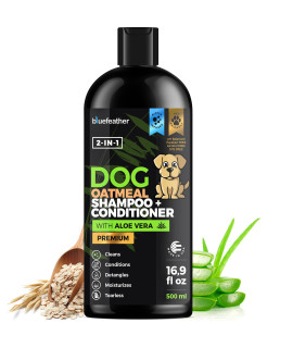 Biotin Oatmeal 2 in 1 Dog Shampoo and conditioner Aloe Vera - Fur growth Thickening - Moisturizing Hypoallergenic Shampoo - Oatmeal Wash for Any Pet Dog Puppy or cat 169 Fl Oz (Pack of 1)