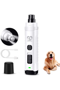 Casfuy Dog Nail Grinder with 2 LED Light for Large Medium Dogs - 3X More Powerful 2-Speed Electric Pet Nail Trimmer Rechargeable Quiet Painless Paws Grooming & Smoothing Tool