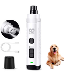 Casfuy Dog Nail Grinder with 2 LED Light for Large Medium Dogs - 3X More Powerful 2-Speed Electric Pet Nail Trimmer Rechargeable Quiet Painless Paws Grooming & Smoothing Tool