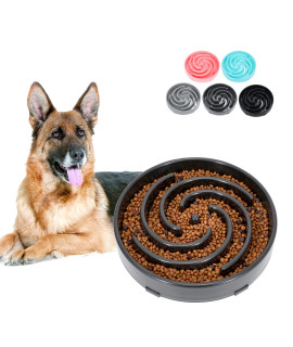 Large Slow Feeder Dog Bowl,Maze Interactive Dog Food Bowls,Anti Gulping Healthy Eating,Stop Bloat Pet Slow Down Feeding Dishes For Mediumbig Dogs(F-Dark Gray)