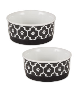 Bone Dry Lattice Collection Pet Bowl & Canister, Small Set, 4.25x2 inches, Black, 2 Piece