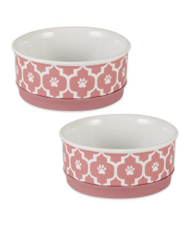 Bone Dry Lattice Collection Pet Bowl & Canister, Small Set, 4.25x2 inches, Rose, 2 Piece