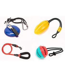 SAGDOO 3 in 1 Dog Toy with Suction Cup & Pull Rope - Includes 2 Different Dog Chew Toys - Dog Treat Food Dispensing Ball - Durable Dog Teething Toy