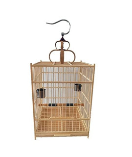 Qtbh Flight Cage Large Bird Cage Bamboo Hanging Outdoor Indoor Square Handmade Chinese Style Aviary Cage Pet Bird Accessories Bird Cage (Color : 32X32X44Cm)