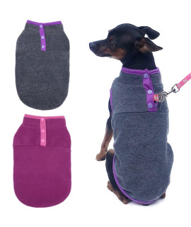 2 Pack Dog Fleece Vest Sweater, Warm Pullover Fleece Puppy Jacket, Autumn Winter cold Weather coat clothes, Pet Stretch Fleece Apparel with Buttons costumes for Small Medium Dogs cats (Medium)