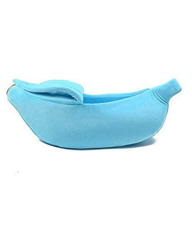 WDXIN Cute Banana Cat Bed Covered Fancy Dog Bed, Warm Soft Unique Cat Couch Pet Supplies for Cats Kittens Rabbit Small Dogs(L,Blue)