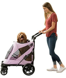 Pet Gear NO-Zip Pet Stroller with Dual Entry, Push Button Zipperless Entry for Single or Multiple Dogs/Cats, Pet Can Easily Walk in/Out, No Need to Lift Pet, Gel-Filled Tires, 2 Models, 6 Colors