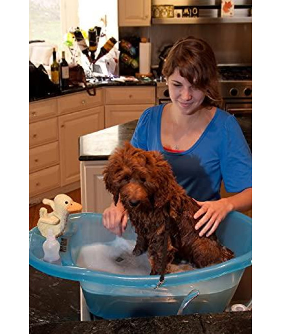 Pet Gear Pup-Tub, Bathtub for Dogs and Cats up to 20lbs, Easy Drain, Tethers Included, Ocean Blue