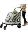 Pet Gear NO-Zip Pet Stroller with Dual Entry, Push Button Zipperless Entry for Single or Multiple Dogs/Cats, Pet Can Easily Walk in/Out, No Need to Lift Pet, Gel-Filled Tires, 1 Model, 2 Colors