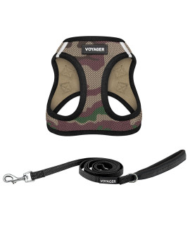 Voyager Step-in Air All Weather Mesh Harness and Reflective Dog 5 ft Leash Combo with Neoprene Handle, for Small, Medium and Large Breed Puppies by Best Pet Supplies - Green, XXX-Small