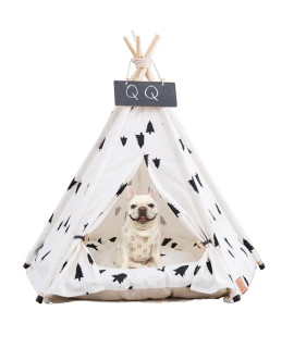 Pet Teepee Tent For Dogs, Dog Cat Teepee Bed, Portable &Washable Dog Houses Indoor Outdoor Puppy Beds For Small Dogs Cats Rabbits With Cushion And Blackboard
