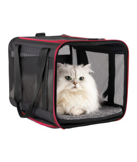 Soft Pet Carrier For Medium And Large Cats, 2 Kitties And Small Dogs (Large, Black Wred Trim)