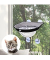 Dolity Cat Window Hammock Seat with Stand Space Saving Cat Window Perch Bed Window Mounted Hommock Suction Resting Seat Cat - Grey