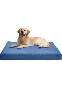 gorilla grip Medium Memory Foam Dog Bed, Water Resistant Lining, Soft Plush Sherpa Top, comfortable Padded Bed for Puppies, Dogs, cats, Fits Inside Pet crates, Removable cover for Easy clean, Blue