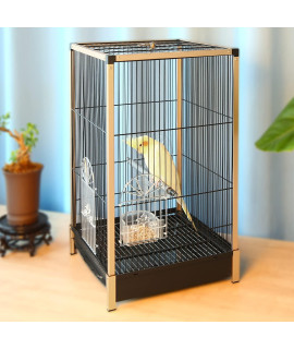 Flat top Bird Travel cage,21 inch Parrot Carrier with Wooden Perch Feeding Cup for Conures Cockatiel Parakeets?Aluminum Frame?