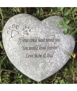 Claratut Personalized Paw Prints Pet Memorial Stones, Heart Shaped Dog Grave Marker, Custom Dog Garden Tombstone with Any Message-Pet Sympathy Gift