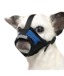 MoiiLavin Dog Muzzle for Small Dogs XS for grooming Barking chewing, Barkless Soft Mesh Muzzles to Prevent Eating Poops,Best for Aggressive Dogs(comfy-Blue)