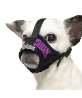 MoiiLavin Dog Muzzle for Small Dogs XS for grooming Barking chewing, Barkless Soft Mesh Muzzles to Prevent Eating Poops,Best for Aggressive Dogs(comfy-Purple)