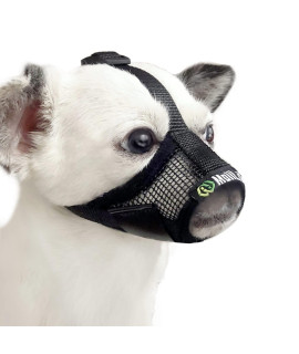 MoiiLavin Dog Muzzle for Small Dogs XS for grooming Barking chewing, Soft Mesh Muzzle Barkless Adjustable to Prevent Eating Poops (Breathable-Black)