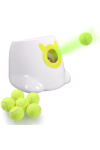PALULU Automatic Dog Toy Ball Launcher, 2 inches Ball Thrower for Small and Medium Size Dogs, 6pcs Small Balls Included (White)
