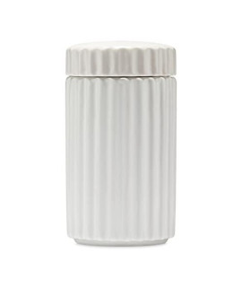 Waggo Ripple Ceramic Dog Treat Jar to Keep Dog Treats and Cookies Fresh - Matte Cookie Jar With Air Tight Lid For Your Modern Kitchen To Match Your Ripple Dog Bowl (White Ripple)