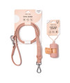 Wild One Nylon Adjustable Length Leash 5.5 Feet and Poop Bag Carrier Set, Waterproof, Odor Resistant, Pink