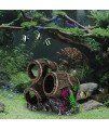 UNEAK - Aquarium Decorations Three Stacked Broken Barrels Fish Tank Decoration Ornament Landscaping Over Rocks Cave Saltwater Freshwater Small & Medium Fish Garden Pond Ornaments Resin