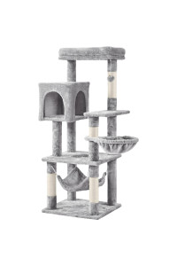 Yaheetech Cat Tree Cat Tower Multilevel Cat Trees for Indoor Cats with Scratching Posts Climbing Hole, Replaceable Dangling Balls Cat Condo for Large Cats and Kittens, 52in