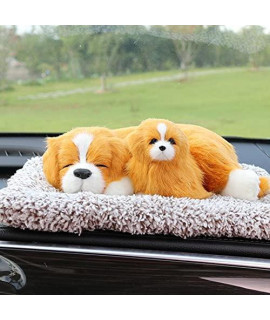 Simulation Sleeping Lifelike Golden Retriever Dog Plush Product Decoration, Small Stuffed Animal Indoors Ornaments (Golden Dog)?