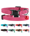 Murom Breakaway Cat Collar Leather Soft Adjustable Pet Kitten Collars with Bell Pink Brown Blue Green Red (Pink)
