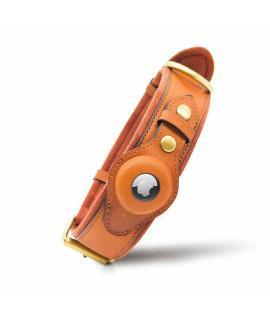 Airtag Dog Collar For Apple Airtag - Leather Dog Collar With Apple Airtag Holder - Smart Collars For Dog - Gps Dog Collar - Dog Collar With Airtag Holder (S, Brown)