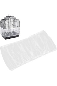 BSBMIEQM Universal Bird cage Seed catcher,Seed catcher guard Net cover,Parrot Nylon Mesh Net cover,Soft Airy cage Net Stretchy Skirt for Round Square cages(circumference 50 inch to 90 inchWhite)A