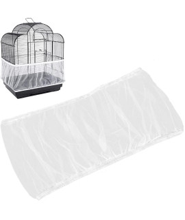 BSBMIEQM Universal Bird cage Seed catcher,Seed catcher guard Net cover,Parrot Nylon Mesh Net cover,Soft Airy cage Net Stretchy Skirt for Round Square cages(circumference 50 inch to 90 inchWhite)A