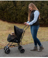 Pet Gear Travel Lite Plus Stroller, Compact, Easy Fold, No Assembly Required, Large Wheels for Cats and Dogs up to 15 pounds, 3 Colors