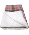 DOGGIE DESIGN Sherpa-Lined Dog Blanket (Pink & White Plaid)
