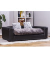 Moots Premium Leatherette Pets Sofa, Regular, Black/Charcoal, Large