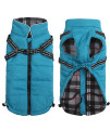Winter Warm Coat Geyecete Waterproof Dog Winter Jacket With Harness Traction Belt,Pet Outdoor Jacket Dog Autumn And Winter Clothes For Medium, Small Dog-Blue-Xl