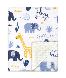 Homritar Baby Blanket For Boys And Girls Soft Minky With Double Layer Dotted Backing, Cute Woodland Animals Printed 30 X 40 Inch Receiving Blanket
