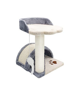 DUOPI Cat Tree Condo Scratching Sisal Posts has Scratching Toy with a Hanging Plush Mouse Activity Centre Cat Tower Bed&Furniture for Indoor Cats Kittens Grey.