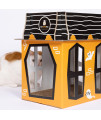 Spooky Cat Haunted House - Halloween Mansion Playhouse for Cats, Kittens, Rabbits & Bunny. Cardboard Box House Condo Cave Furniture Bed Includes Cat Scratcher