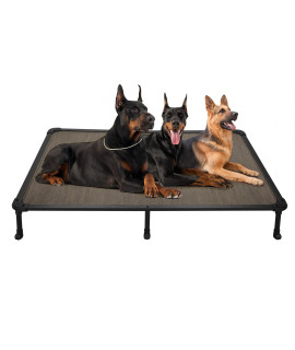 Veehoo Chew Proof Elevated Dog Bed - Cooling Raised Pet Cot- Rustless Aluminum Frame And Durable Textilene Mesh Fabric, Unique Designed No-Slip Feet For Indoor Or Outdoor Use, Brown, Xx Large